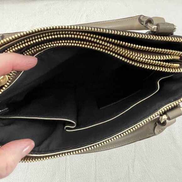 NWOT! COACH Mini "Borough Bag" in Metallic Leather w/ Removable Crossbody Strap - Picture 9 of 16